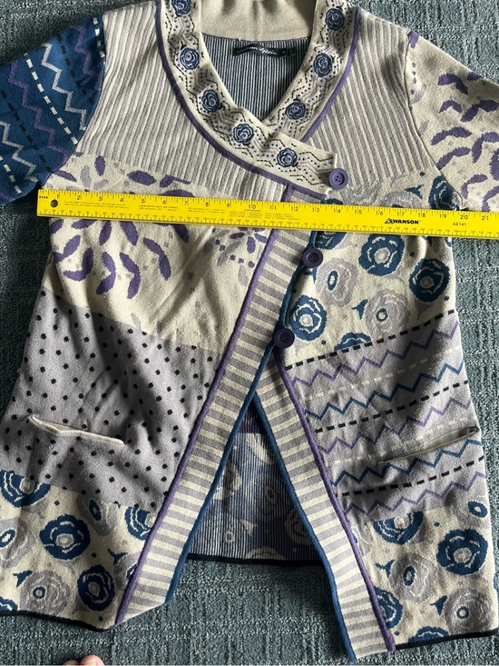 Gudrun Sjoden Jackets & Blazers - Gudrun Sjoden Cream, Blue & Purple Patchwork Knit Jacket